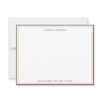 Classic Elegant Gold & Black border Flat Note Card