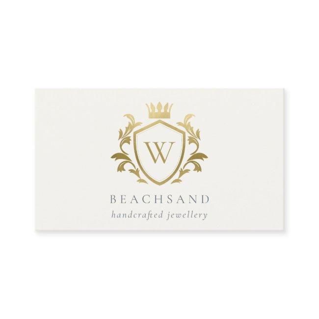 Classic Elegant Gold Monogram Floral Crown Crest