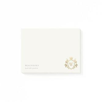 Classic Elegant Gold Monogram Floral Crown Crest Post-it Notes