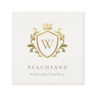 Classic Elegant Gold Monogram Floral Crown Crest  Square