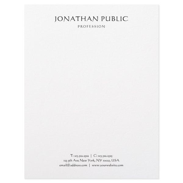 Classic Elegant Minimalist White Nostalgic Look Letterhead