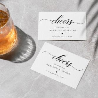 Classic Elegant Script Wedding Drink Coupon