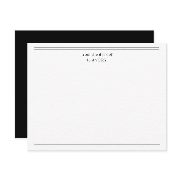 Classic From The Desk Of Black White  Note Card