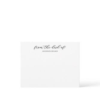 Classic From The Desk Of Monogram Black and White Note Card