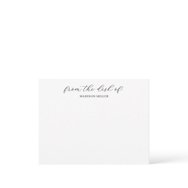 Classic From The Desk Of Monogram Black and White Note Card
