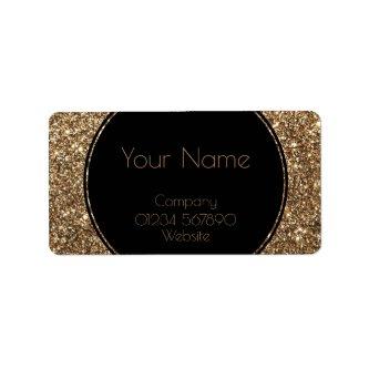 Classic Glamour Gatsby Black and Gold Glitter Label