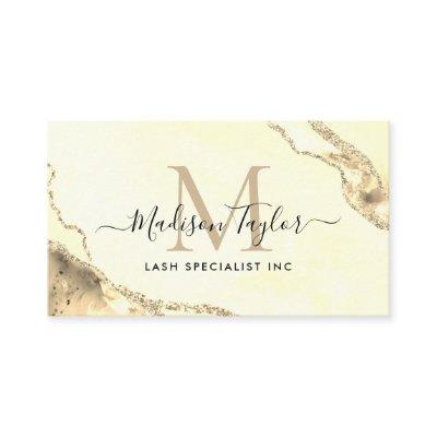 Classic Gold Glitter Marble Agate Monogram QR