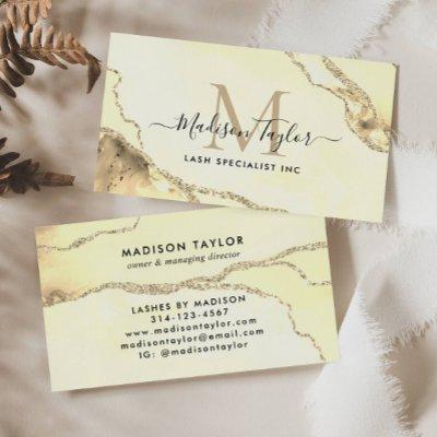 Classic Gold Glitter Marble Agate Script Monogram