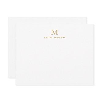 Classic Gold Modern Monogram Initial Note Card