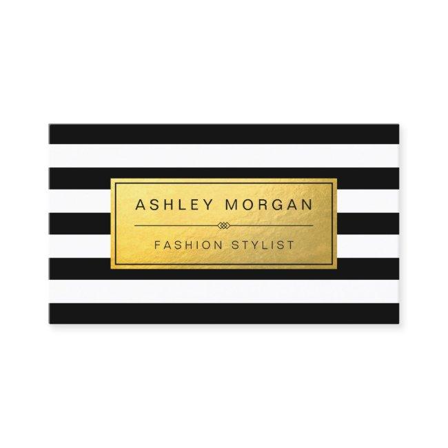 Classic Golden Label with Black White Stripes