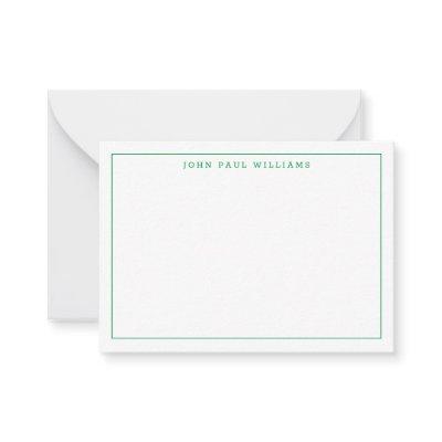 Classic Green Professional Simple Thin Border Note Card