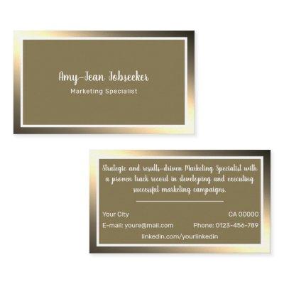 Classic Job Seeker Golden Ombre Simple Minimalist