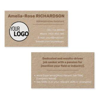 Classic Job Seeker Logo Template Brown Kraft Paper