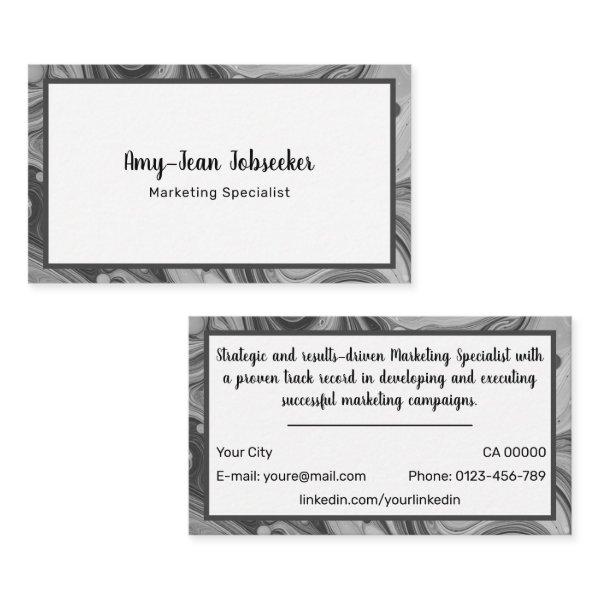 Classic Job Seeker Marbled Simple Minimalist Gray