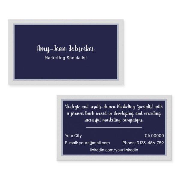 Classic Job Seeker Navy Frame Simple Minimalist