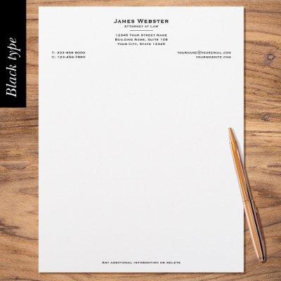 Classic Legal & Professional Business Black Letterhead