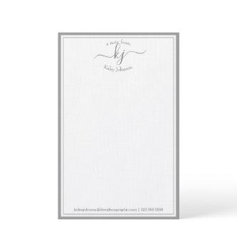 Classic Minimalist Monogram Light Gray Frame Stationery