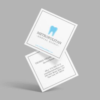 Classic Modern Dentist Tooth Logo on White Square