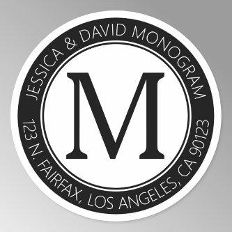 Classic Modern Look | Black & White Return Address Classic Round Sticker