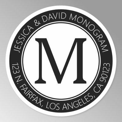 Classic Modern Look | Black & White Return Address Classic Round Sticker