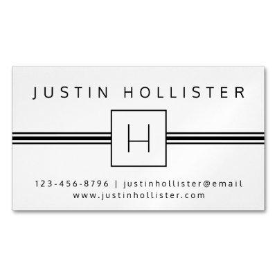 Classic Modern Professional Monogram White & Black  Magnet
