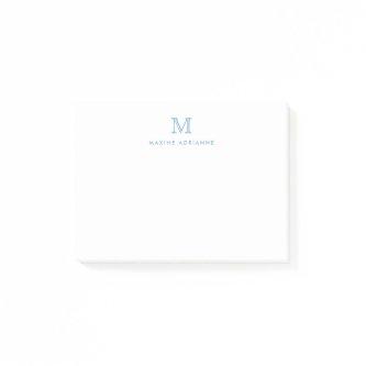Classic Modern Simple Clean Dusty Blue Monogram Post-it Notes