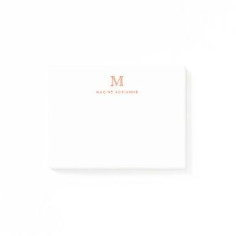 Classic Modern Simple Clean Orange Monogram Post-it Notes