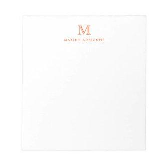 Classic Modern Simple Orange Monogram Initial Notepad