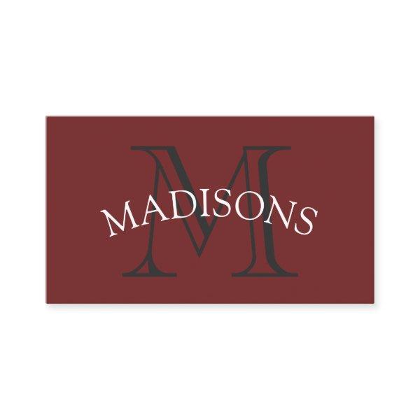 Classic Monogram Gray Red with Arc Text