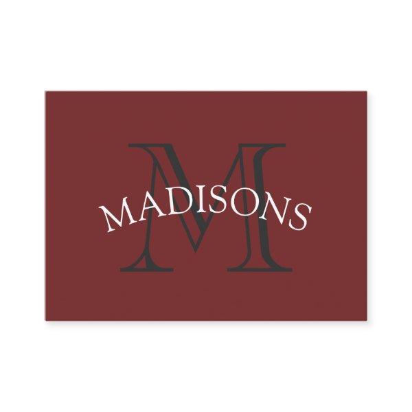 Classic Monogram Gray Red with Arc Text