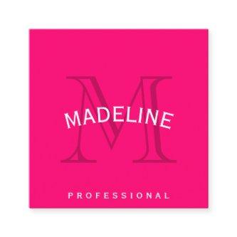 Classic Monogram Hot Pink with Arc Text Square