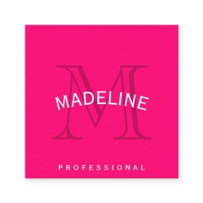 Classic Monogram Hot Pink with Arc Text Square