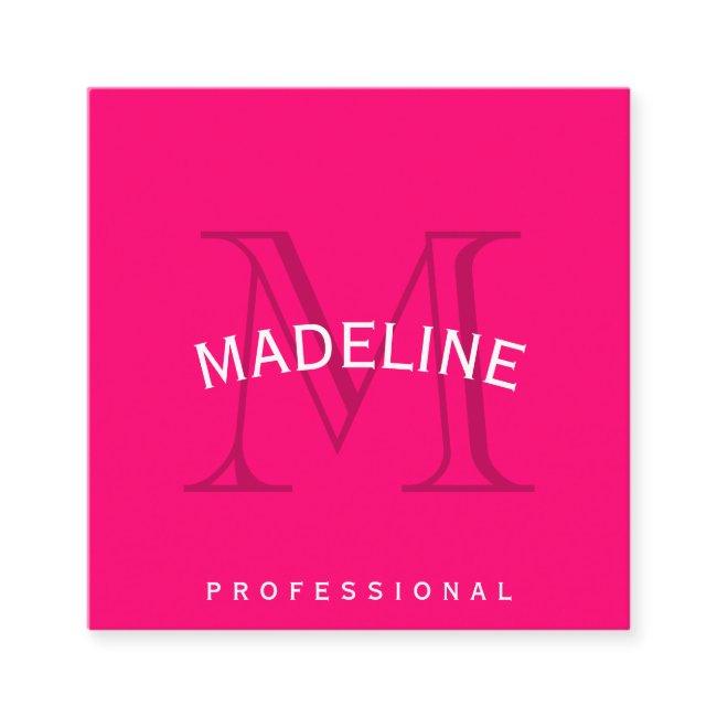 Classic Monogram Hot Pink with Arc Text Square