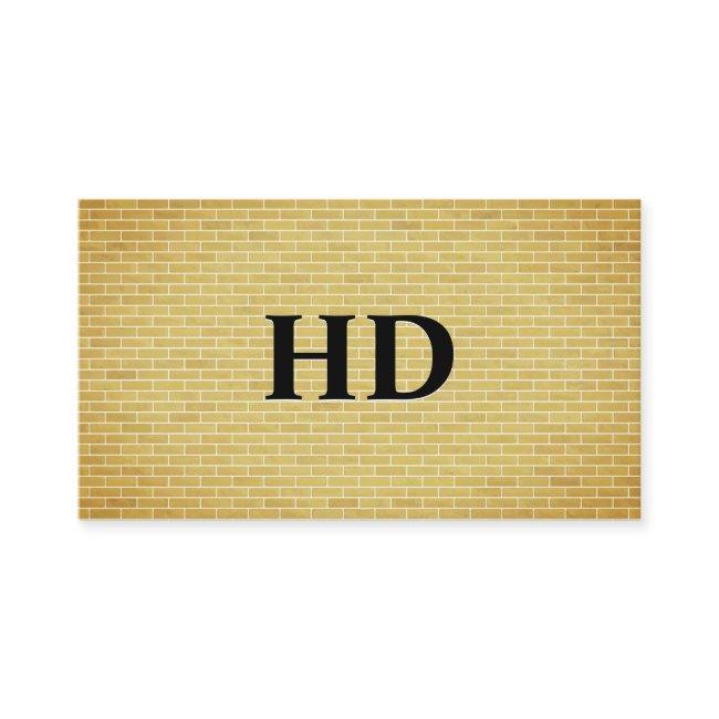 Classic Monogram Initials | Gold Brick Wall