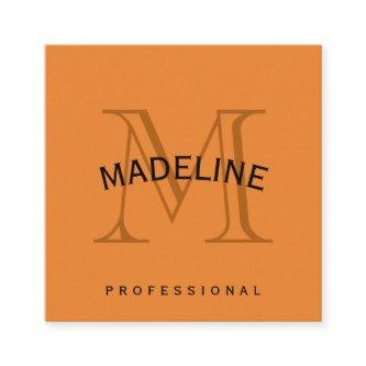 Classic Monogram Orange with Arc Text Square