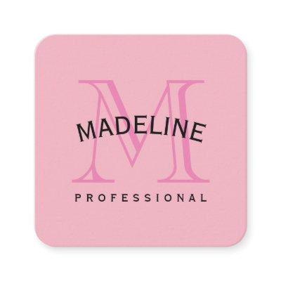 Classic Monogram Pink with Arc Text Square