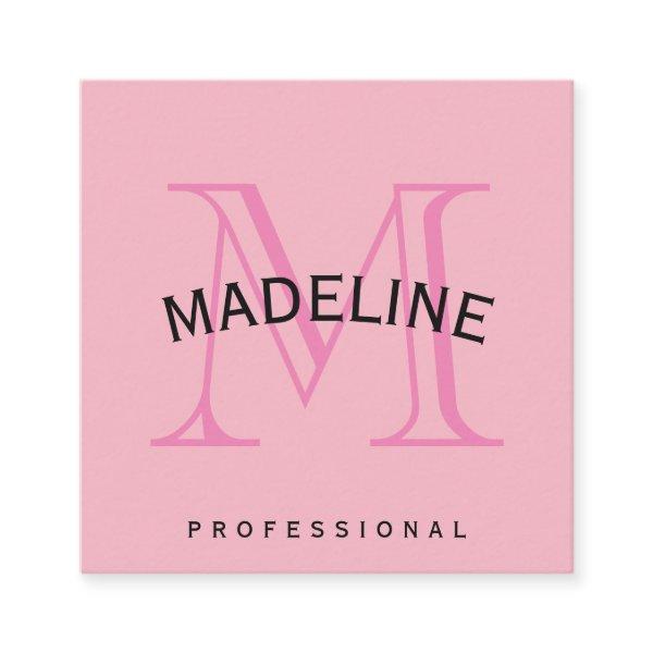 Classic Monogram Pink with Arc Text Square