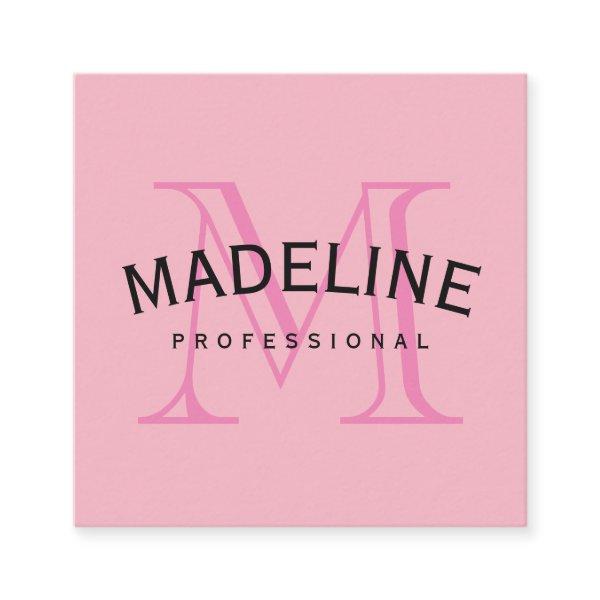 Classic Monogram Pink with Arc Text Square