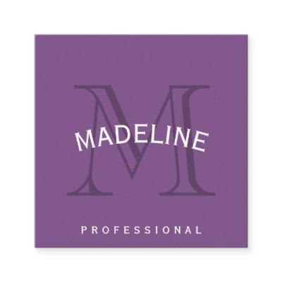 Classic Monogram Purple with Arc Text Square