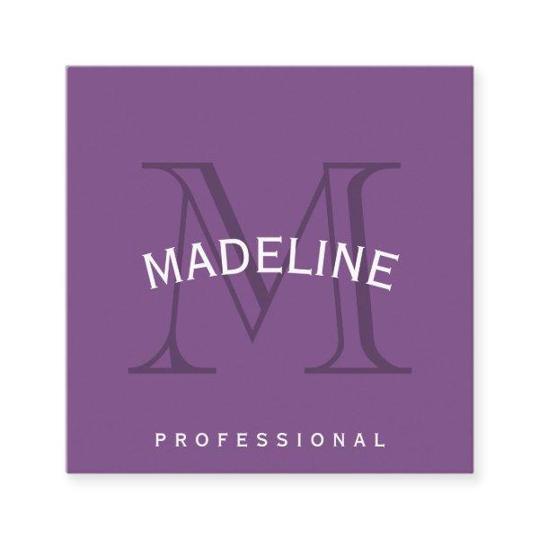 Classic Monogram Purple with Arc Text Square