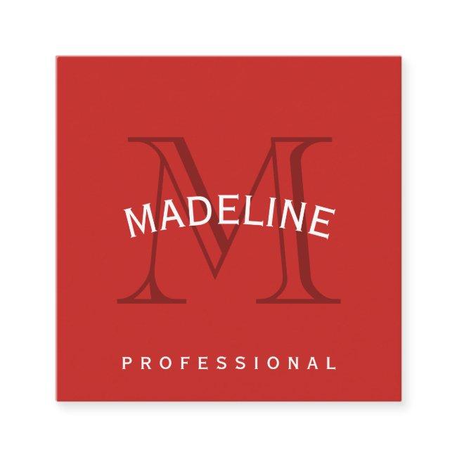 Classic Monogram Red with Arc Text Square