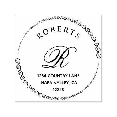 Classic Monogram Serif Name and Return Self-inking Self-inking Stamp
