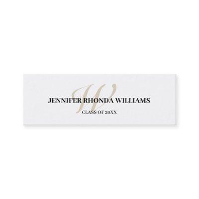 Classic monogram student graduation name card