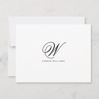 Classic Monogrammed formal Flat Thank You Card