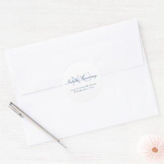 Classic Navy Blue Minimalist Two Monogram Classic Round Sticker