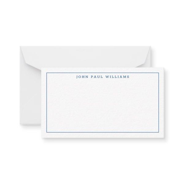 Classic Navy Blue Professional Formal Thin Border Note Card