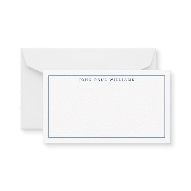 Classic Navy Blue Professional Formal Thin Border Note Card