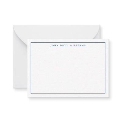 Classic Navy Blue Professional Simple Thin Border Note Card