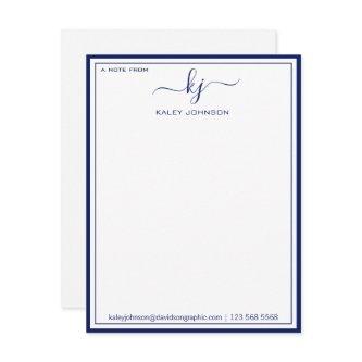 Classic Navy White From The Desk Of Note Card