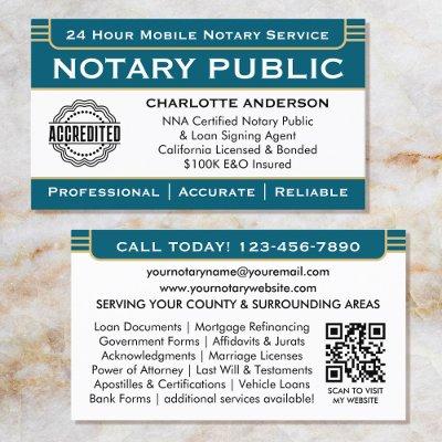 Classic Notary Signing Agent ID Logo Blue Gold